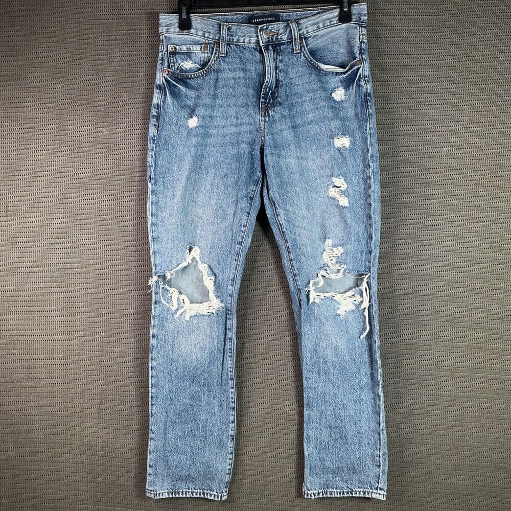 Aeropostale Distressed Mens Straight Blue Jeans 32x32 Casual Denim Ripped Style
